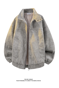加绒扎染皮衣棉衣保暖防风复古高街夹克外套 5D3074-TP65不图片