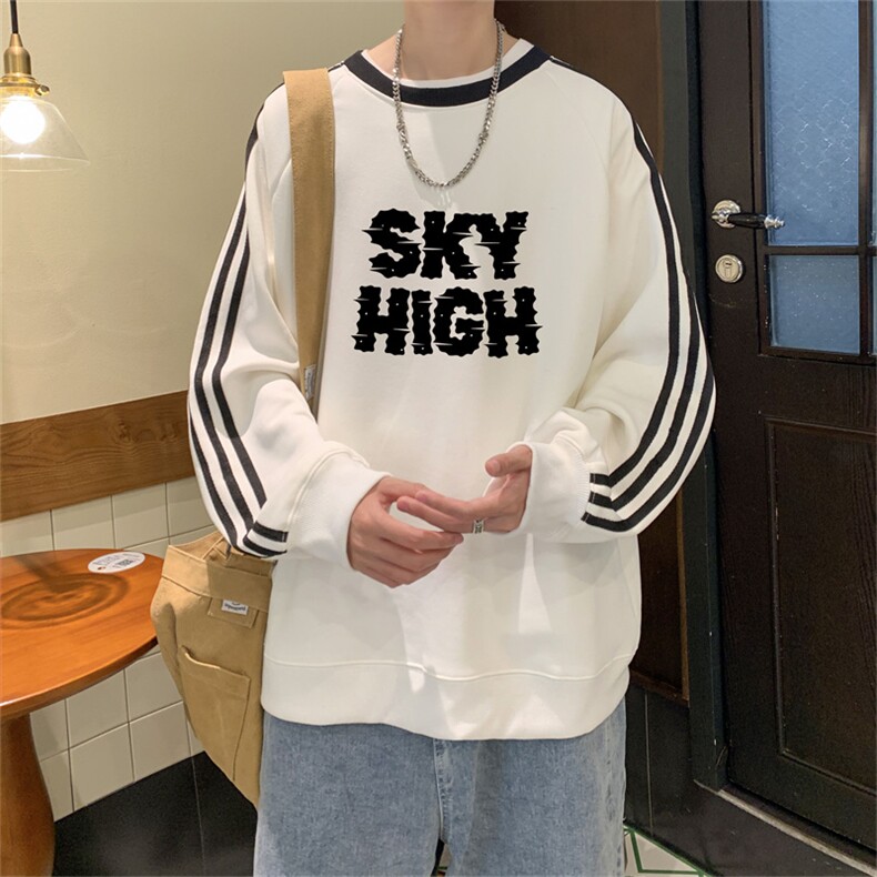 美式三杠条纹复圆领卫衣秋冬男女宽松长袖SW2478-P45控6850棉,男装卫衣,电商B370