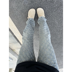 提花满印牛仔裤男夏季美式高街vibe裤子高个子修身显瘦直筒微喇裤，男装牛仔裤，星座1007（原301D）