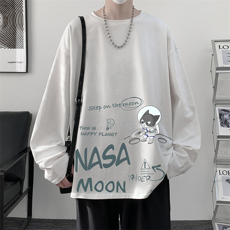 NASA联名同款控48重磅230g纯棉长袖t恤男大码圆领卫衣TX3187-P28,男装T恤,电商A040