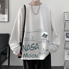 NASA联名同款控48重磅230g纯棉长袖t恤男大码圆领卫衣TX3187-P28，男装T恤，电商A040