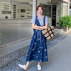 法式假两件短袖套装女2025夏季新款小个子轻熟风休闲半身裙两件套，女装套装/套裙，2C323