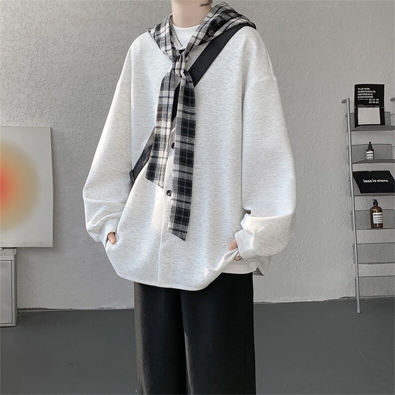 WY10143-特p49控88设计感高质感大帽子连帽格子撞色大码卫衣男,男装卫衣,电商A059
