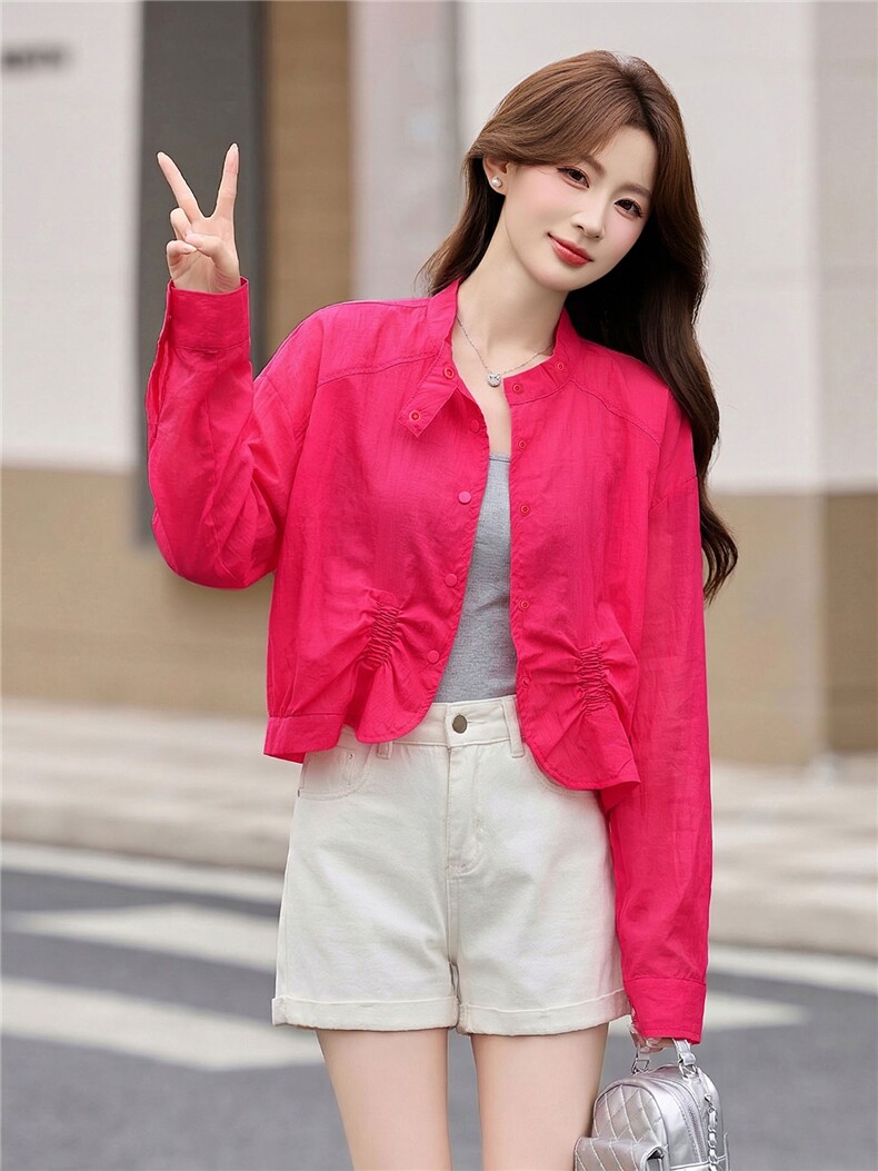 防晒衣薄款短外套女夏2026新款小个子时尚洋气宽松透气防晒服上衣,女装防晒衣,丽影随形