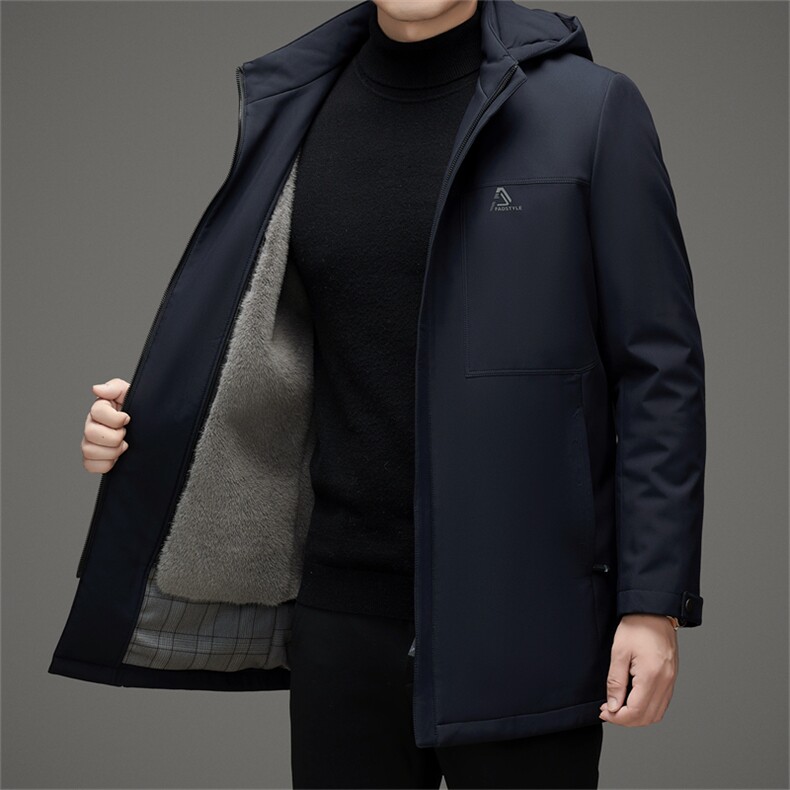 高端冬季新款男中年水貂派克服大衣中老年水貂内胆皮草中长款风衣，男装皮衣，钱塘723