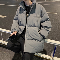港风夜景宽松字母印花时尚休闲立领棉服A247-MY2101特批60控99，男装棉衣，电商A247