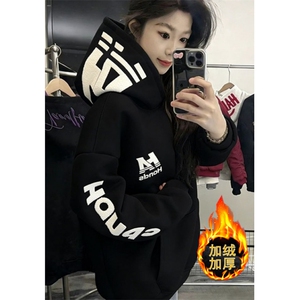 薄款/加绒原版做工休闲刺绣后包领纯棉华棉复合卫衣女 W32491图片