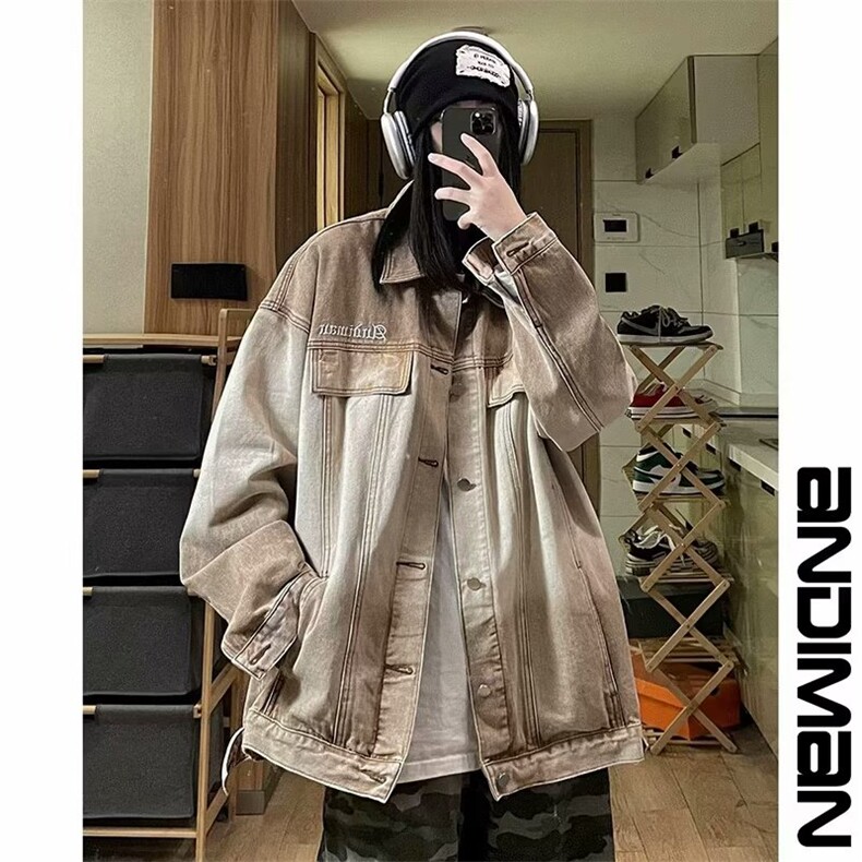 渐变牛仔外套女春秋季新款学生美式复古ins潮棒球服夹克88255-p68,男装工装外套,星座1008