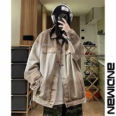 渐变牛仔外套女春秋季新款学生美式复古ins潮棒球服夹克88255-p68，男装工装外套，星座1008