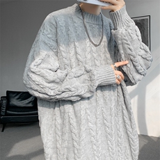 8XL-M麻花毛衣男休闲大码慵懒风情侣圆领针织衫线衣外套MY1512P65，男装针织衫/毛衣，电商B238
