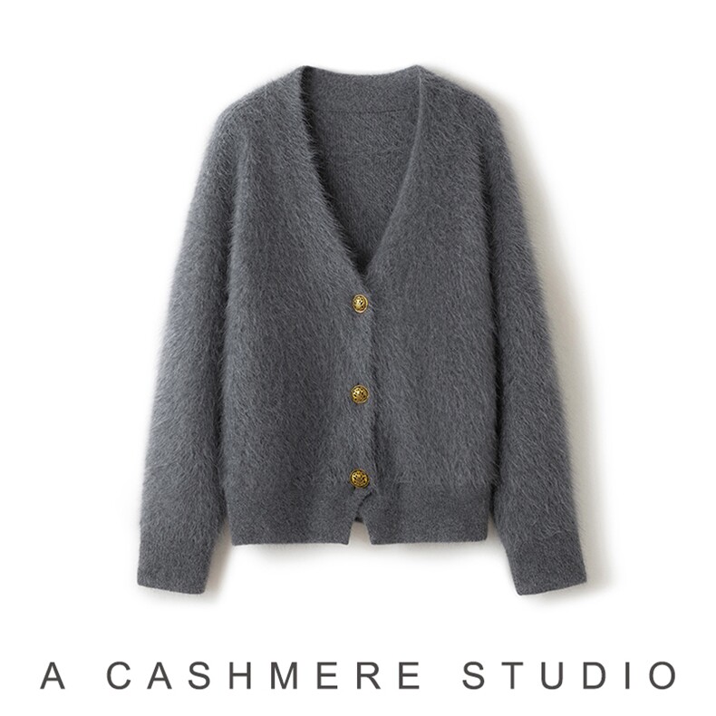 2026年秋季时尚百搭通勤简约休闲V领开衫，女装羊绒衫，致织羊绒