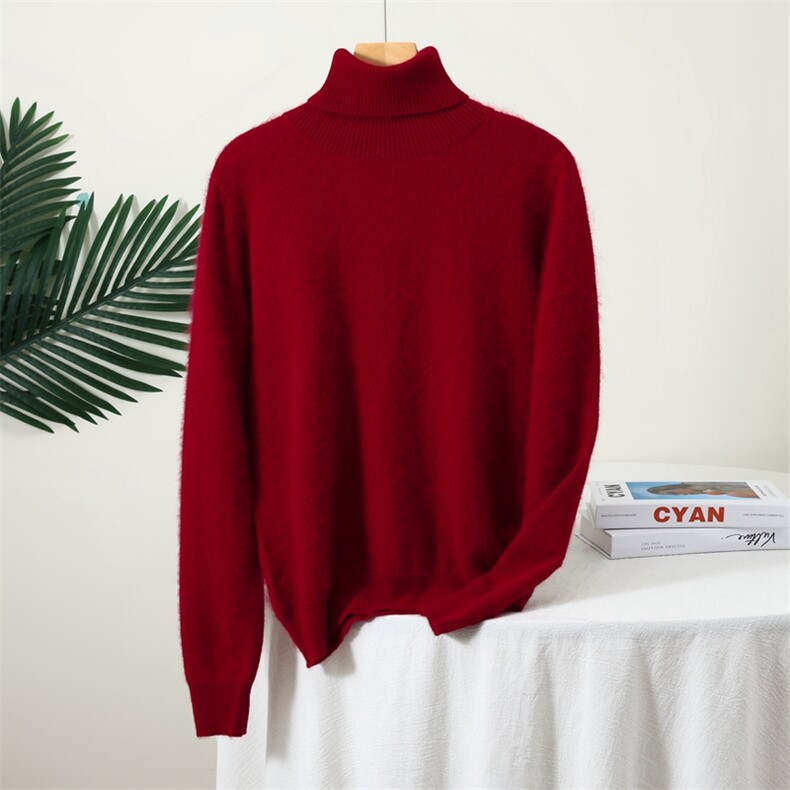 枫宸羊绒高翻领纯色女装，女装羊毛衫，枫宸羊绒