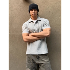 美式假两件polo衫短袖男款夏季重磅短宽版型t恤翻领运动健身半截，男装T恤，电商B212（原钱塘6029）
