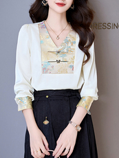 女2024春秋季新款年轻妈妈洋气高贵新中式日常马面裙女，女装衬衫，卡杰菲