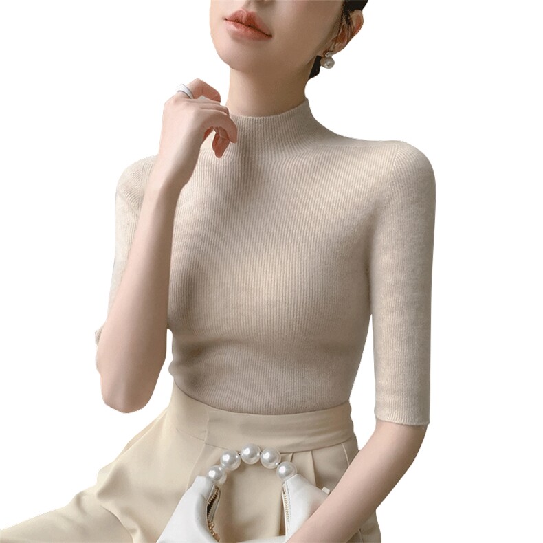 2024年秋冬季新款女时尚百搭显瘦修身长袖羊毛针织衫,女装羊毛衫,暖圣羊羊绒