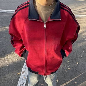 抖音得物高品质 美式高街重磅结构设计拼接织带立领卫衣外套 CM42图片