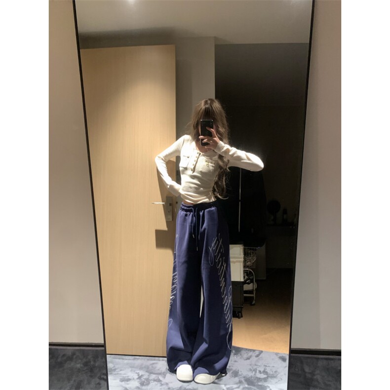 1506-1/KC201/P58复古字母烫钻卫裤男女宽松休闲百搭直筒阔腿长裤,男装休闲裤,星座1506-1