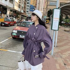 大货已出20秋款温柔简约香芋紫风衣262A-S057-P115-K168，女装风衣，Yologo