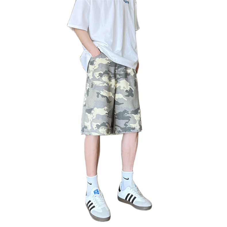 现货 得物夏季迷彩工装宽松阔腿直筒五分短裤男 K5916-特P35 控59图片