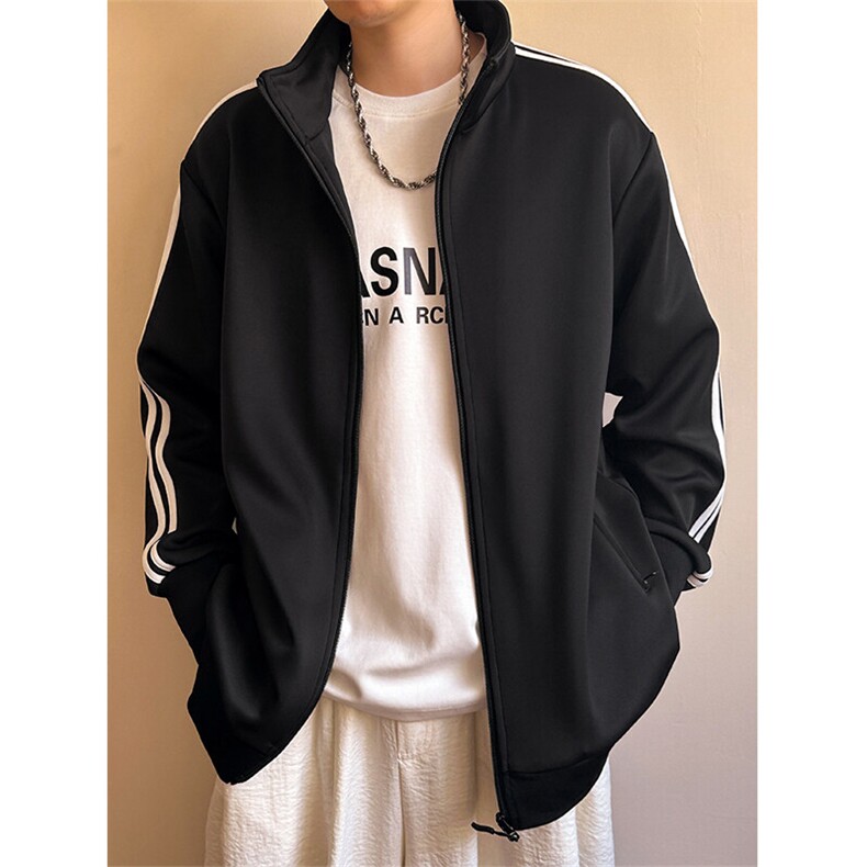 现货开衫卫衣外套男垂感运动服上衣宽松立领夹克A116P65加绒P75,男装夹克,电商A351