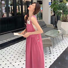 现货粉色背带裙2425P125控188，女装连衣裙，2C201