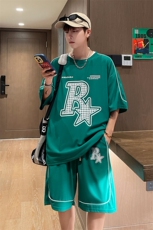 新款夏季小华夫格套装男短袖T恤裤子两件套情侣装男装TZ352P60，男装休闲套装，电商A086
