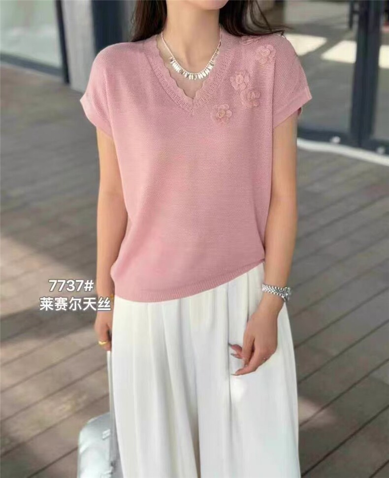 莱赛尔V领盘花花,针织衫/毛衣,天佑贝依