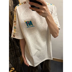 解构设计万针全刺绣工艺280克重磅高品质美式高街短袖T恤特33，男装T恤，电商A486-1
