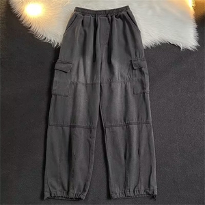 美式复古工装牛仔裤男女潮牌高街直筒宽松秋冬阔腿裤子N5040-P40图片