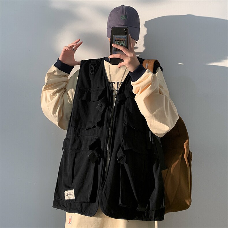 工装马甲男款夏季多口袋户外机能马夹胖子加肥加大码坎肩无袖外套,男装背心/马甲,电商A001-1