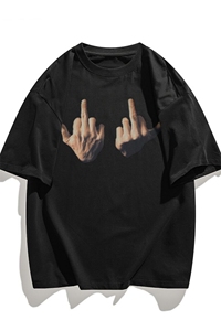 夏季新款中指高街印花短袖大码平铺 M~5XL XZ604-DT215-P25控39图片