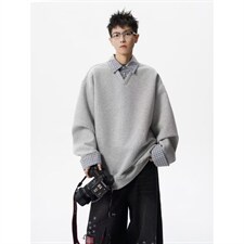 【XZ1112-1现货】卫衣假两件长袖衫翻领P46YW11，男装卫衣，星座1112-1