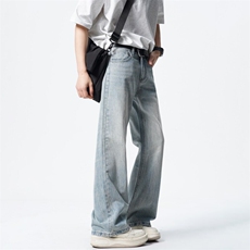 高品质#美式复古高街休闲微喇牛仔长裤A080-8808-P75控118，男装牛仔裤，电商A080