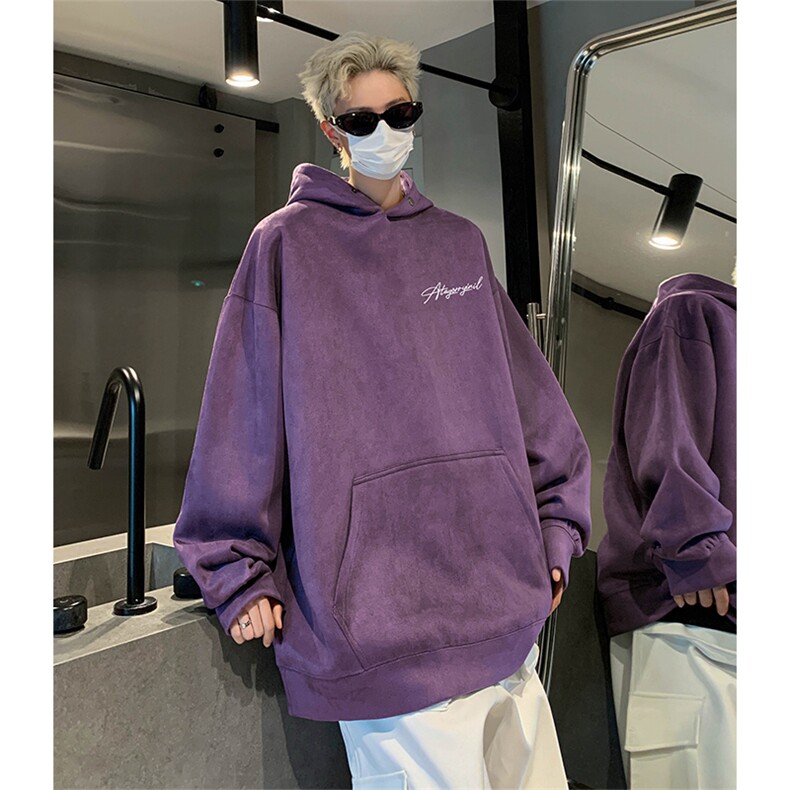 抖音得物供货提供视频秋冬重磅美式麂皮绒连帽卫衣JLM13,男装卫衣,电商A486