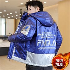 冬季亮片羽棉服男模特加厚夹克保暖外套工装棉衣灰869加绒，男装夹克，星座1207