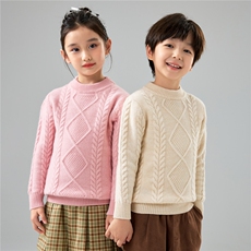 秋冬季儿童羊毛三股加厚针织衫男女童套头长袖妞花宝宝打底，童装儿童羊毛衫，初丹羊绒童装