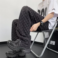 潮牌欧美街头裤子美式高街提花设计牛仔裤男款宽松直筒T1716-P45，男装牛仔裤，星座1001-1