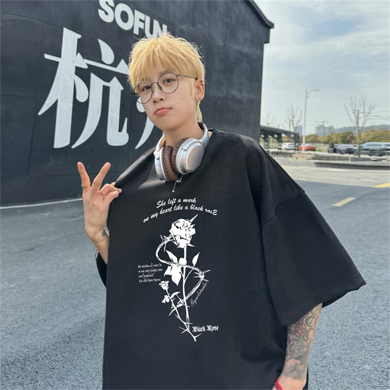 特P19控382024夏季新款麂皮绒圆领短袖T恤RT420,男装T恤,电商B370