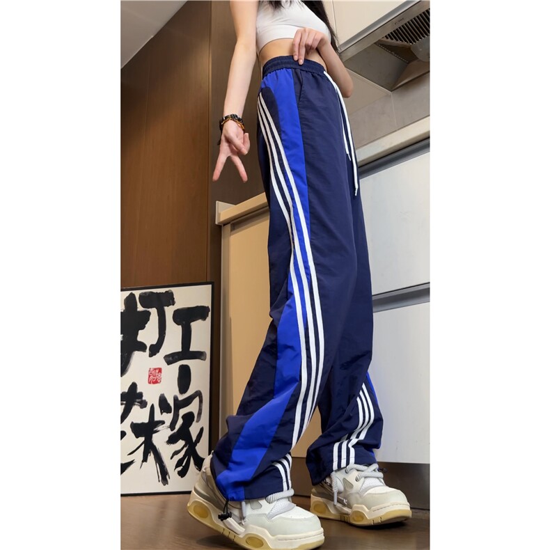 夏季新款三条杠潮流拼接运动宽松休闲裤B315-K24210-特p35控68图片