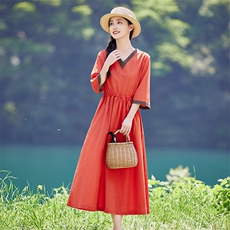 2026年春季大摆型短袖日常逛街，女装连衣裙，江南依恋