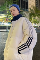 夜景情侣时尚宽松袖边三条杠立领棉衣MY2288特批75控128，男装棉衣，电商A247