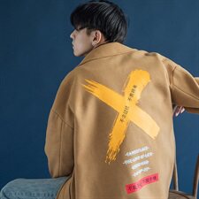 【】A003-HF007-P50冬装新款中长款印花毛呢大衣蒙马特，男装毛呢大衣，电商A003