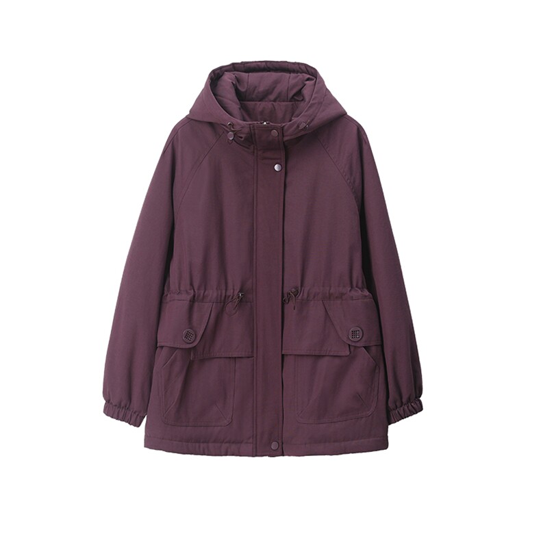 加绒派克服女2024冬季新款宽松大码加厚连帽棉衣外套,女装派克服,忆绮罗