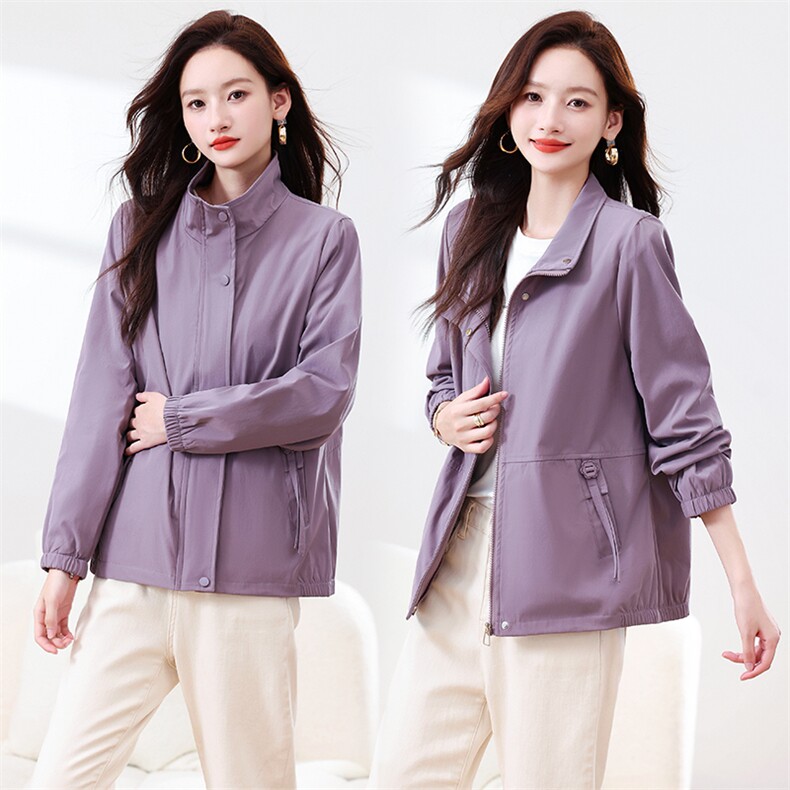 中年妈妈风衣外套女2025秋季新款洋气休闲小个子上衣宽松短款夹克,女装短外套,浙宝281