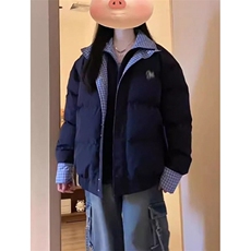 假两件格子拼接羽绒棉服女冬季加厚面包服棉衣外套MT094，男装棉衣，星座1116A（原606A-3）
