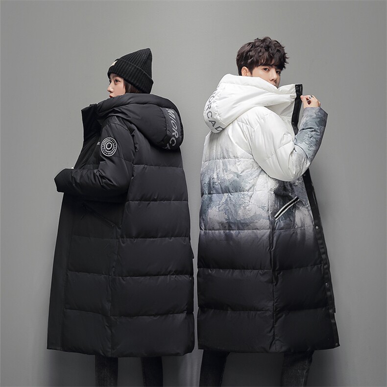羽绒服男女长款过膝渐变宽松时尚情侣韩版冬季加厚外套127-P100,男装羽绒服,星座1210B