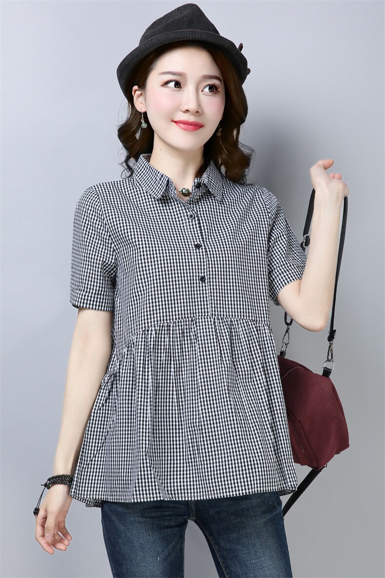 当我飞奔向你苏在在同款衣服复古短袖衬衫女夏季韩版小众格子上衣,女装衬衫,板酷
