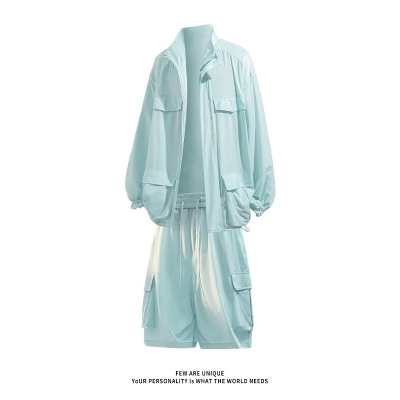 休闲运动套装5XZ1046-TP100158夏季轻薄透气工装夹克中裤男，男装夹克，电商A102