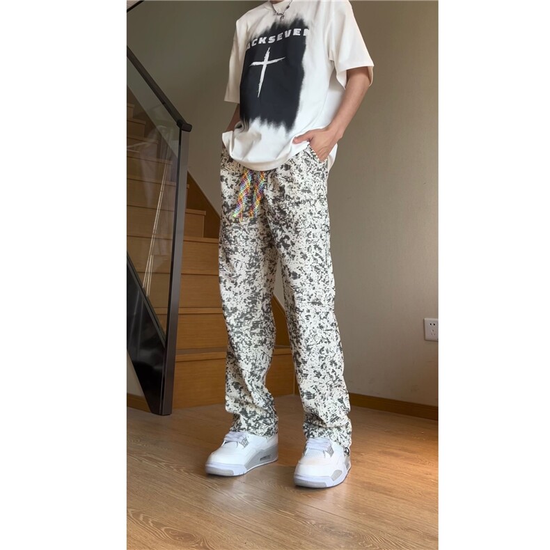 网图慎用抖音品质扎染休闲裤百搭潮牌满天星设计310A-906-P20,男装休闲裤,四季星座310A