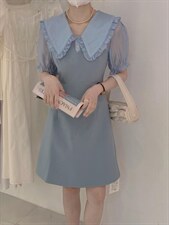 拼接连衣裙，女装连衣裙，驿谷